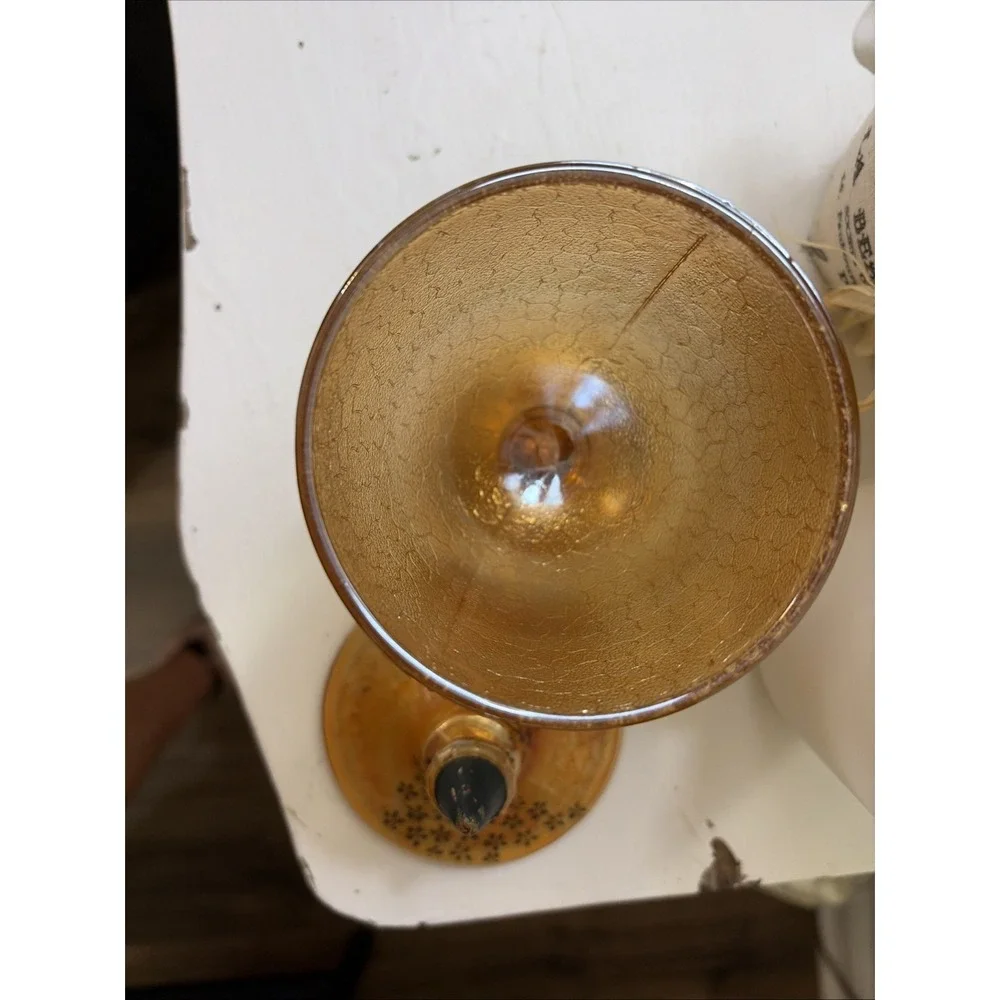 Vtg Marigold Glass Jeanette Crackle Candy Dish W/ Lid